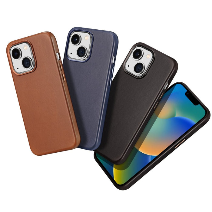 Кожен калъф Dux Ducis Naples, съвместим с MagSafe, за iPhone 14 Plus, тъмнокафяв