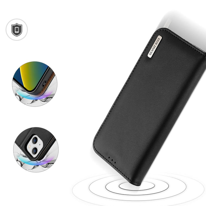 Кожен калъф с отделение за карти Dux Ducis Hivo за iPhone 14, черен