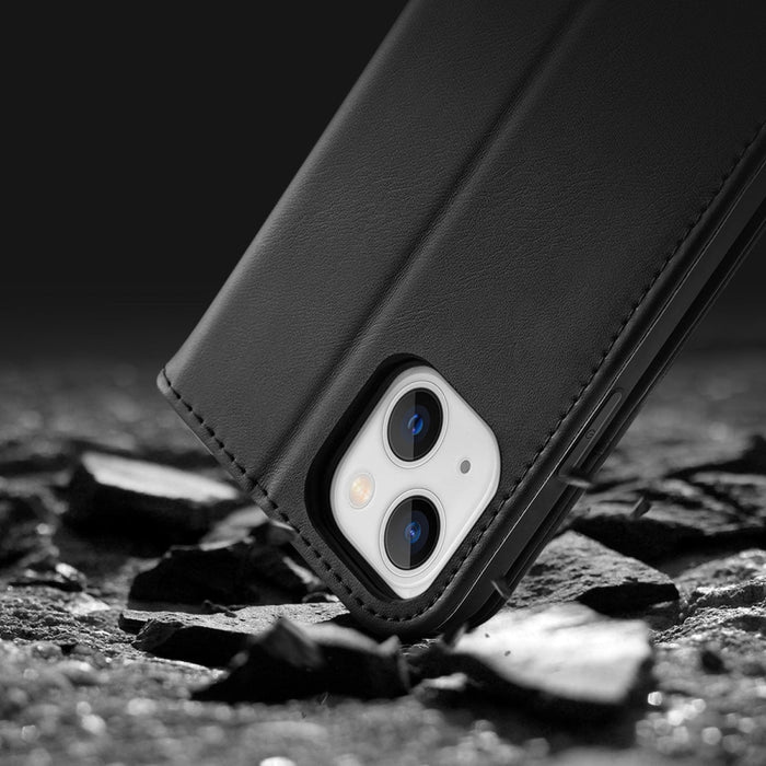 Кожен калъф с отделение за карти Dux Ducis Hivo за iPhone 14, кафяв