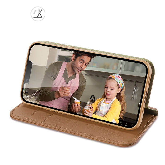 Кожен калъф с отделение за карти Dux Ducis Hivo за iPhone 14, кафяв