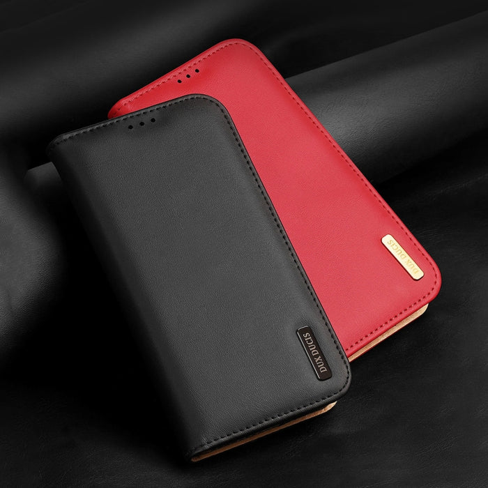 Кожен калъф с отделение за карти Dux Ducis Hivo за iPhone 14 Plus, червен