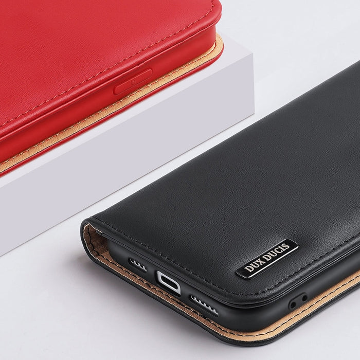 Кожен калъф с отделение за карти Dux Ducis Hivo за iPhone 14 Plus, червен