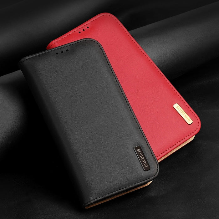 Кожен калъф с отделение за карти Dux Ducis Hivo за iPhone 14 Pro Max, червен