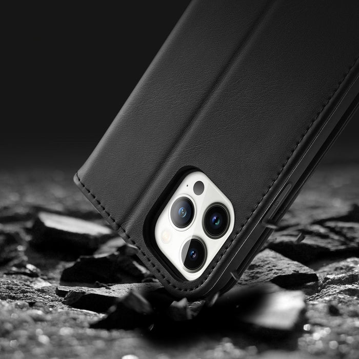 Кожен калъф с отделение за карти Dux Ducis Hivo за iPhone 14 Pro Max, червен