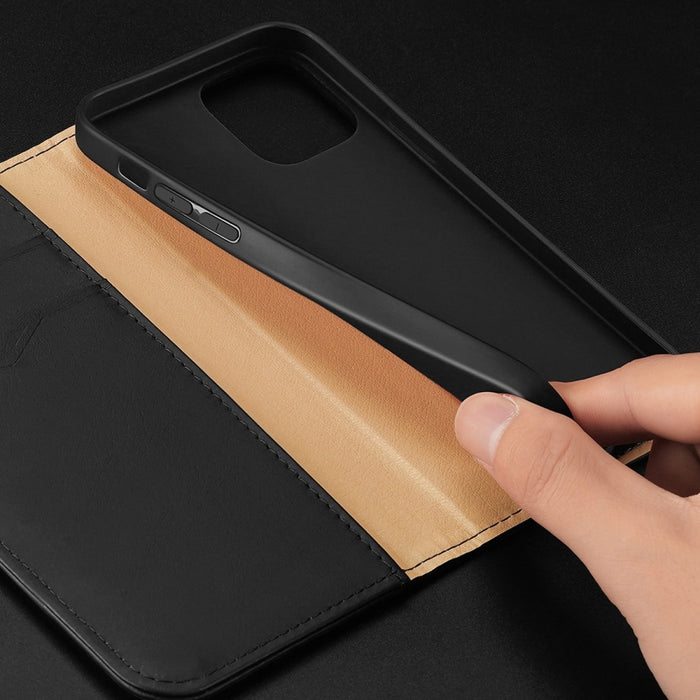Кожен калъф с отделение за карти Dux Ducis Hivo за iPhone 14 Pro Max, червен