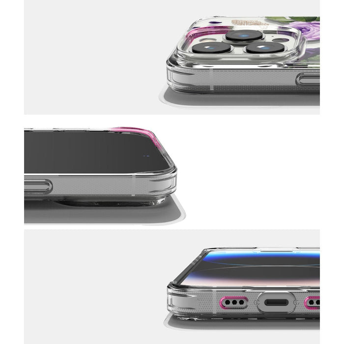 Кейс Ringke Fusion Design Armored с гел рамка за iPhone 14 Pro, прозрачен, (Purple rose) (FD641E29)