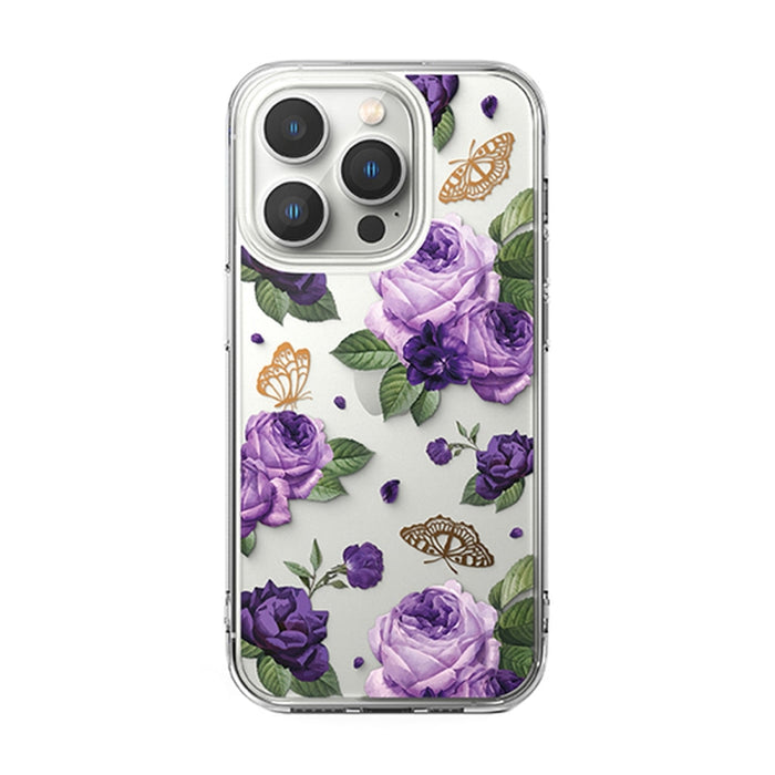 Кейс Ringke Fusion Design Armored с гел рамка за iPhone 14 Pro, прозрачен, (Purple rose) (FD641E29)