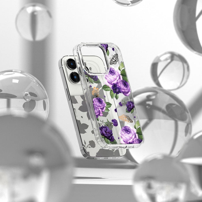 Кейс Ringke Fusion Design Armored с гел рамка за iPhone 14 Pro, прозрачен, (Purple rose) (FD641E29)