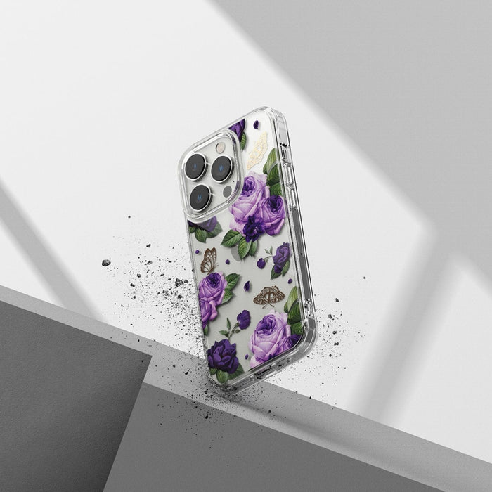 Кейс Ringke Fusion Design Armored с гел рамка за iPhone 14 Pro, прозрачен, (Purple rose) (FD641E29)