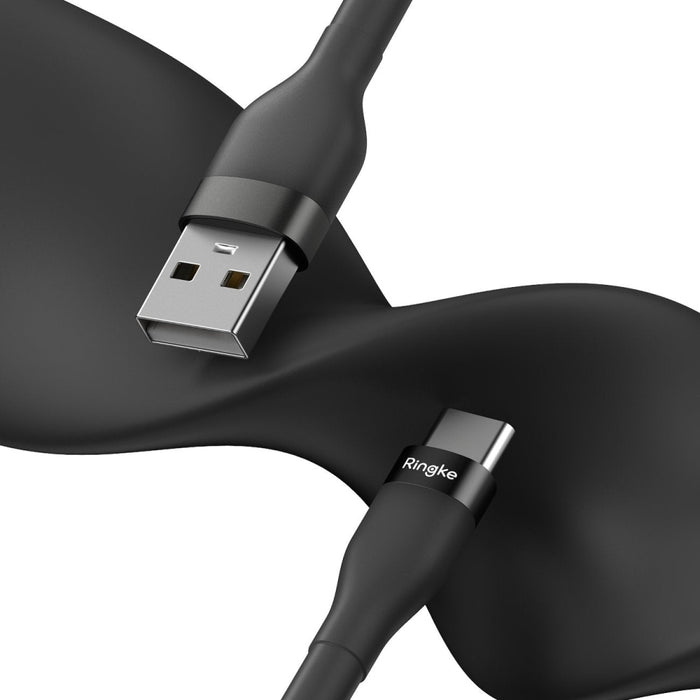Кабел Ringke, USB-А към USB-C, 480Mb/s, 12W, 1.2m, Черен