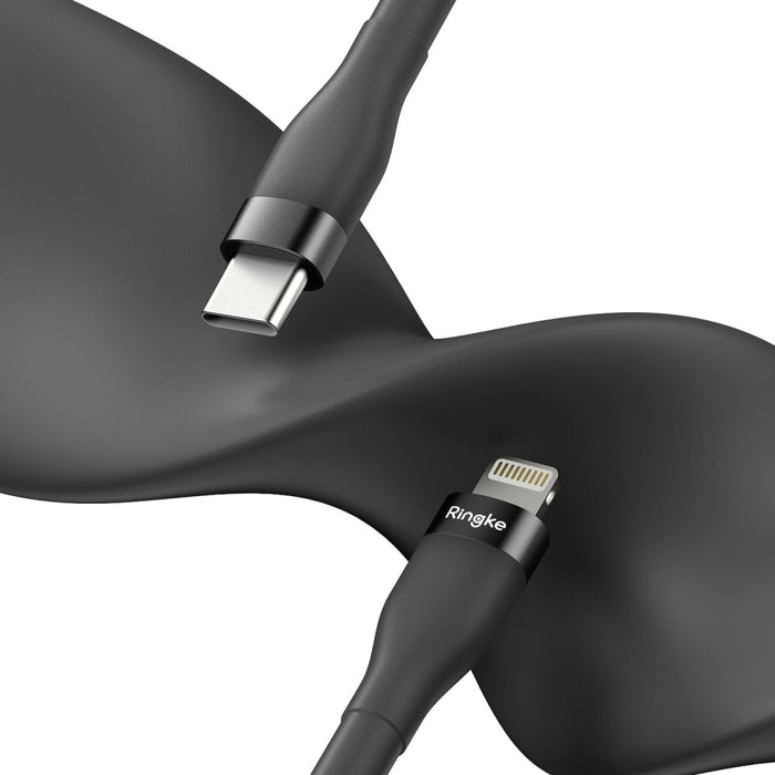Кабел Ringke, USB-C към Lightning, 480Mb/s, 20W, 1.2m, Черен