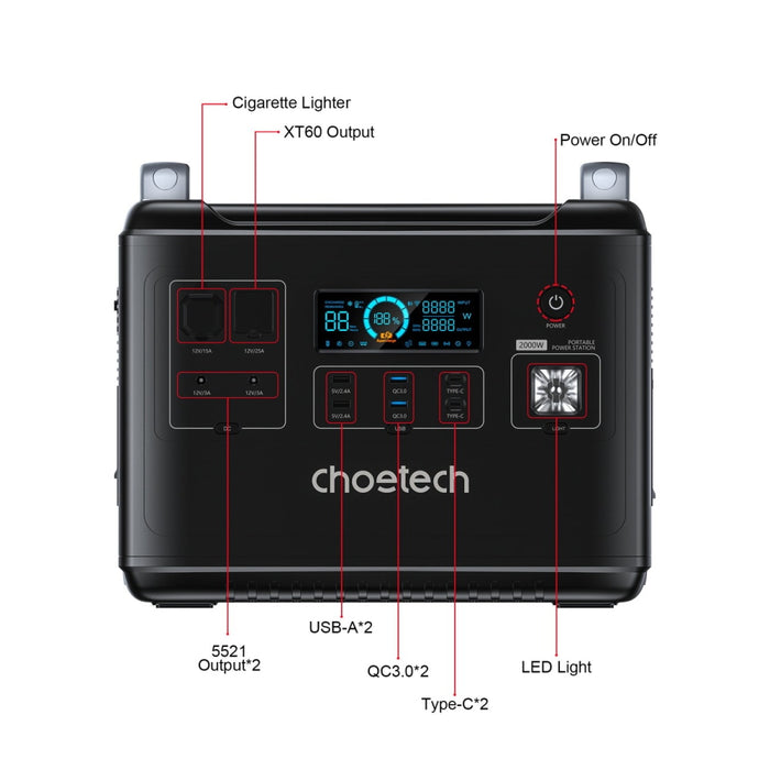 Зарядна станция Choetech BS006 Super Mini 2000W 1997Wh черна