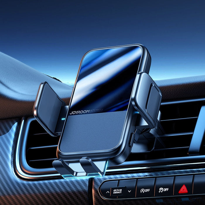 Държач за телефон за кола Joyroom Automatic, с индуктивно зарядно устройство, за вентилационните отвори,15W, Qi, черно, (JR-ZS298 air vent)