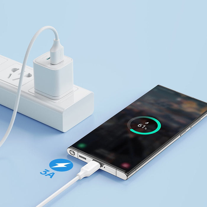 Кабел за зареждане / пренос на данни Joyroom, USB към USB Type C, 3A, 0.25m, бял, (S-UC027A9)