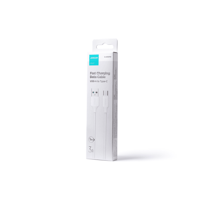 Кабел за зареждане / пренос на данни Joyroom, USB към USB Type C, 3A, 1m, бял, (S-UC027A9)