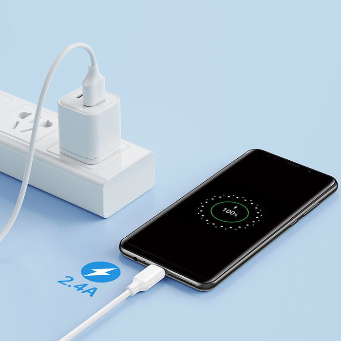 Кабел за зареждане / пренос на данни Joyroom, USB-A към Micro USB, 480Mb / s, 2.4A, 2m, бял, (S-UM018A9)