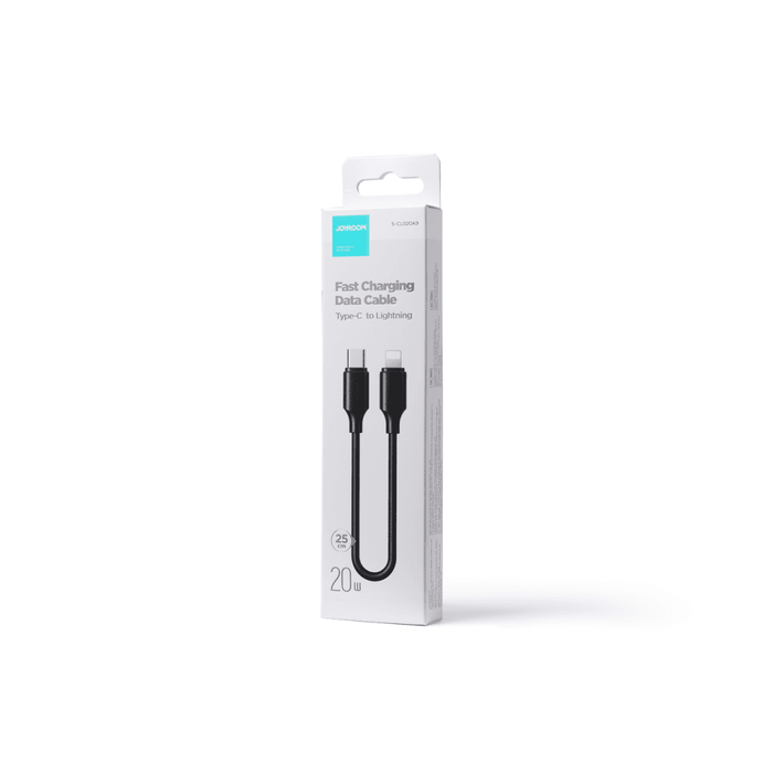 Кабел за зареждане / пренос на данни Joyroom, USB-C към Lightning, 480Mb / s, 20W, 0.25m, черен, (S-CL020A9)