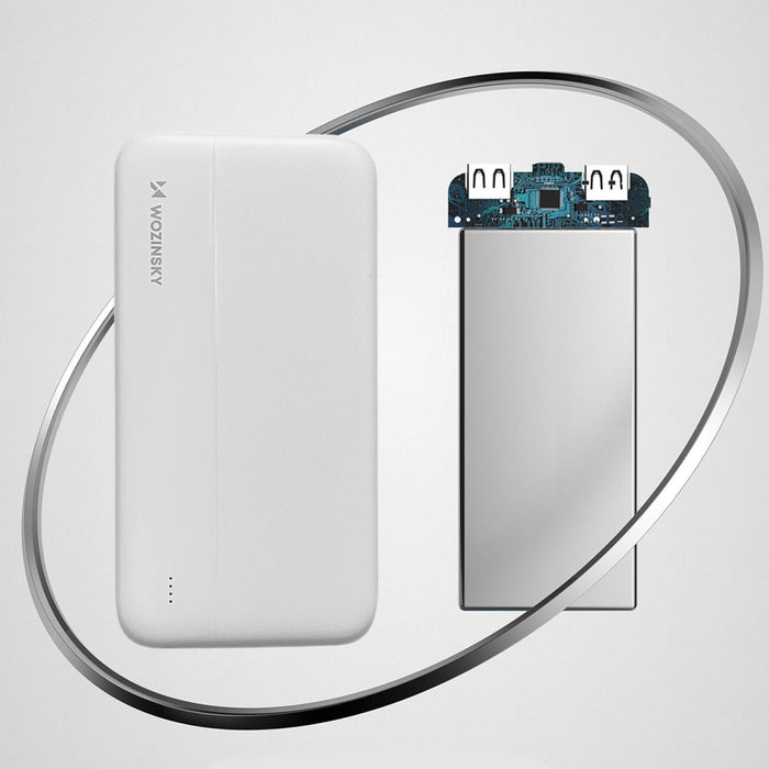 Преносима батерия Wozinsky 10000mAh 2x USB бяла (WPBWE1)