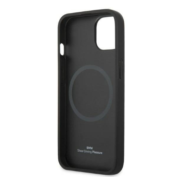 Кейс BMW BMHMP14SSLLBK за iPhone 14 6.1", черен / черен, твърд, Signature Logo Imprint Magsafe