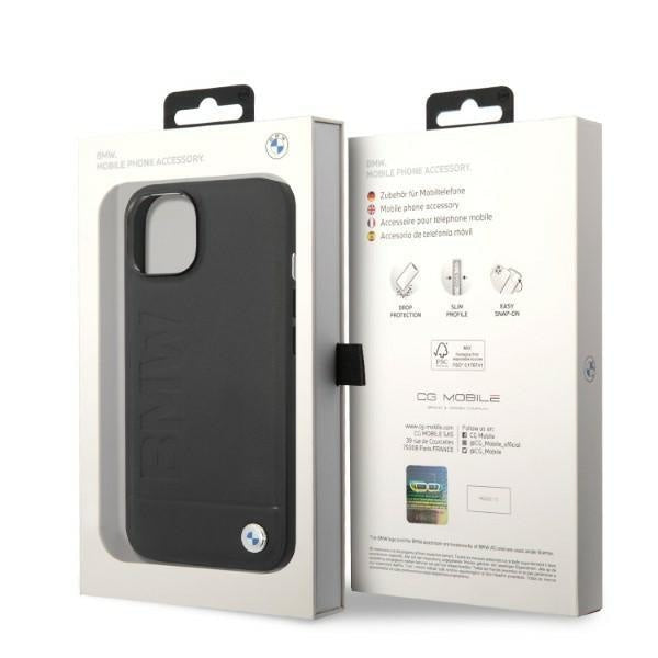 Кейс BMW BMHMP14SSLLBK за iPhone 14 6.1", черен / черен, твърд, Signature Logo Imprint Magsafe