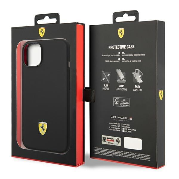 Кейс Ferrari FEHCP14MSIBBK за iPhone 14 Plus 6.7", черен/черен, твърд, силиконов, с метално лого