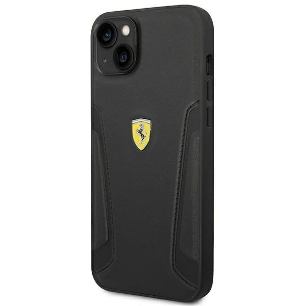 Кейс Ferrari FEHCP14SRBUK за iPhone 14 6.1", черен/черен, твърд, Leather Stamp Sides