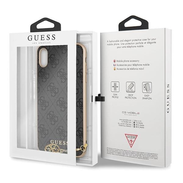 Кейс Guess GUHCI65GF4GGR за iPhone Xs Max, сив / сив, твърд, 4G Charms Collection