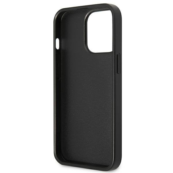 Кейс Guess GUHCP13LPSATPK за iPhone 13 Pro / 13 6.1", черен / черен, твърд, SaffianoTriangle Logo Cardslot