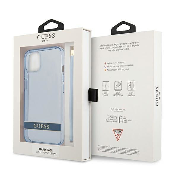 Кейс Guess GUHCP13MHTSGSB за iPhone 13 6.1", син / син, твърд, Translucent Stap