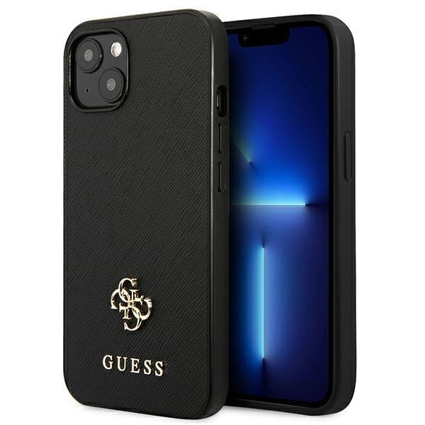 Кейс Guess GUHCP13SPS4MK за iPhone 13 mini 5,4", черен / черен, твърд, Saffiano 4G Small Metal Logo