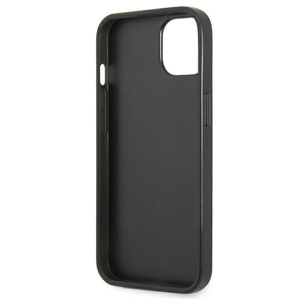 Кейс Guess GUHCP13SPSATPK за iPhone 13 mini 5,4", черен / черен, твърд, SaffianoTriangle Logo Cardslot
