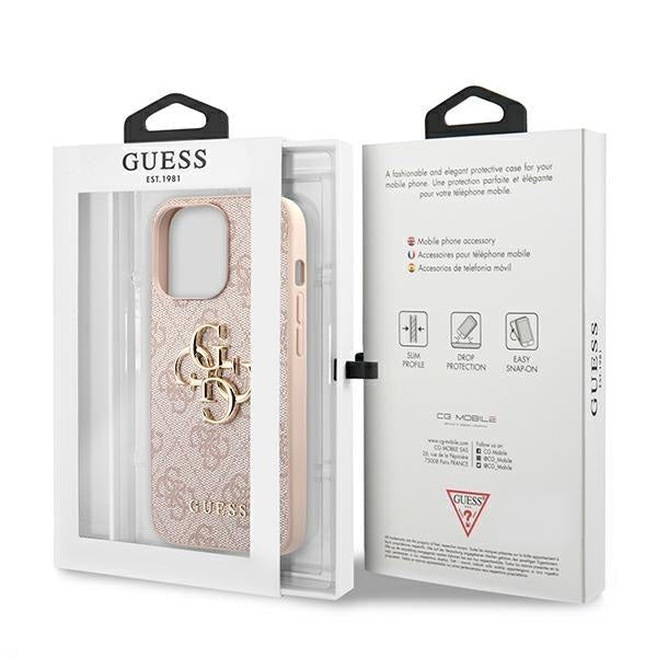 Кейс Guess GUHCP13X4GMGPI за iPhone 13 Pro Max 6,7", розов / розов, твърд, 4G Big Metal Logo