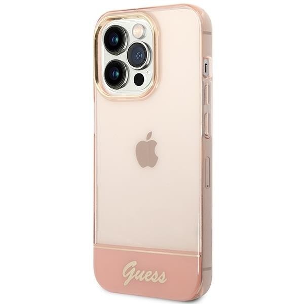Кейс Guess GUHCP14LHGCOP за iPhone 14 Pro 6.1", розов / розов, твърд, Translucent