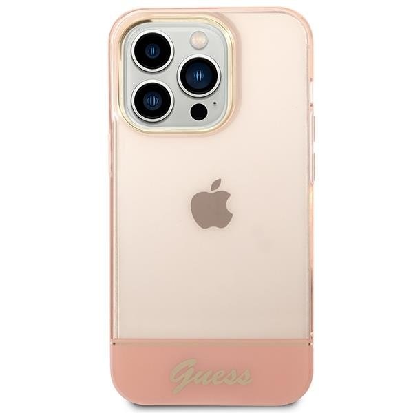 Кейс Guess GUHCP14LHGCOP за iPhone 14 Pro 6.1", розов / розов, твърд, Translucent