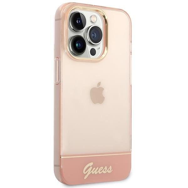 Кейс Guess GUHCP14LHGCOP за iPhone 14 Pro 6.1", розов / розов, твърд, Translucent