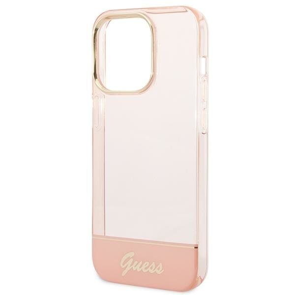 Кейс Guess GUHCP14LHGCOP за iPhone 14 Pro 6.1", розов / розов, твърд, Translucent