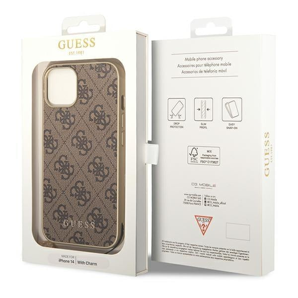 Кейс Guess GUHCP14MGF4GBR за iPhone 14 Plus 6,7", кафяв / кафяв, твърд, 4G Charms Collection