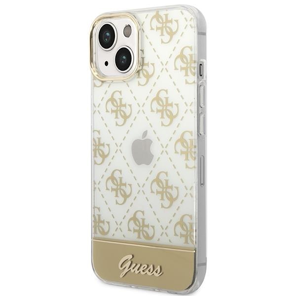 Кейс Guess GUHCP14MHG4MHG за iPhone 14 Plus 6.7", златен / златен, твърд, 4G Pattern Script