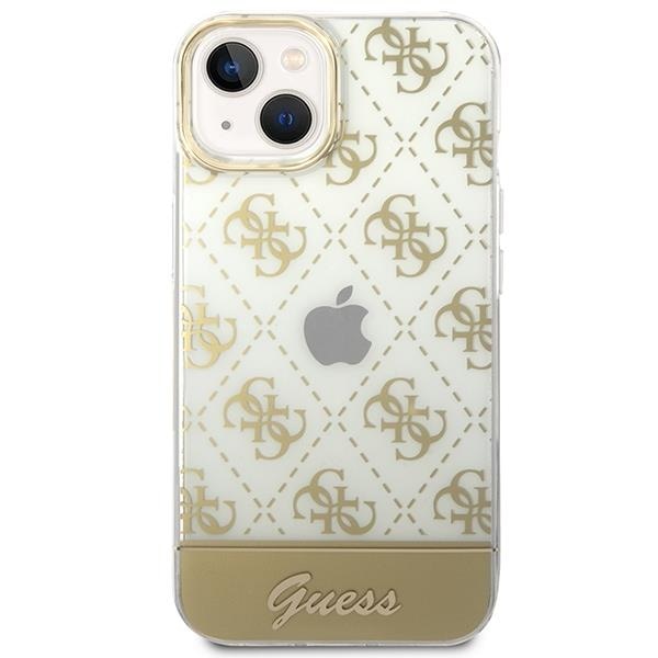 Кейс Guess GUHCP14MHG4MHG за iPhone 14 Plus 6.7", златен / златен, твърд, 4G Pattern Script