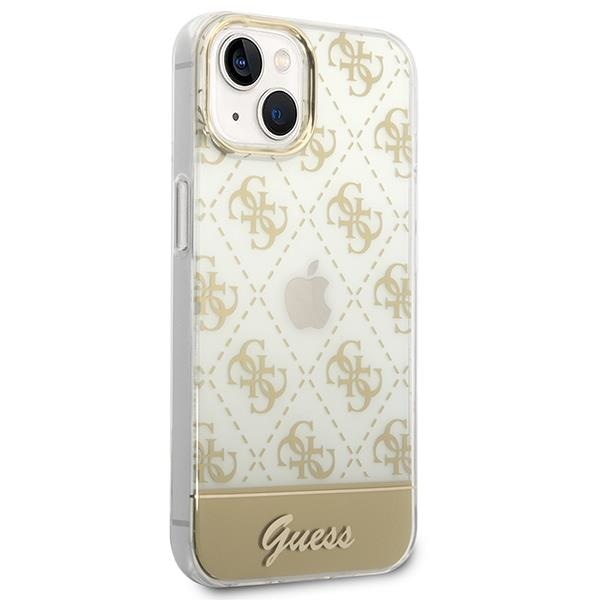 Кейс Guess GUHCP14MHG4MHG за iPhone 14 Plus 6.7", златен / златен, твърд, 4G Pattern Script