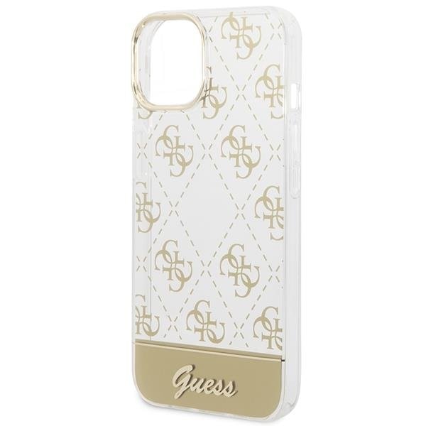 Кейс Guess GUHCP14MHG4MHG за iPhone 14 Plus 6.7", златен / златен, твърд, 4G Pattern Script