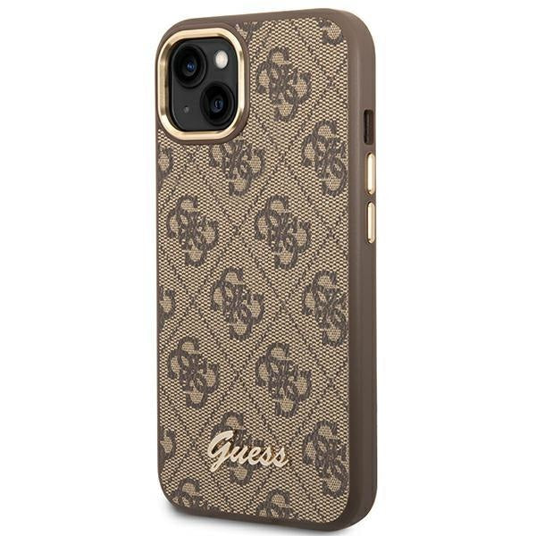 Кейс Guess GUHCP14MHG4SHW за iPhone 14 Plus 6.7", кафяв / кафяв, твърд, 4G Vintage Gold Logo