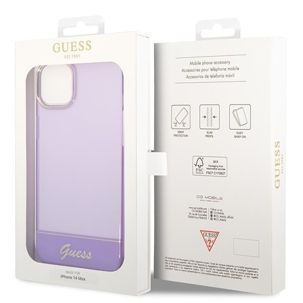 Кейс Guess GUHCP14MHGCOU за iPhone 14 Plus 6.7", лилав / лилав, твърд, Translucent