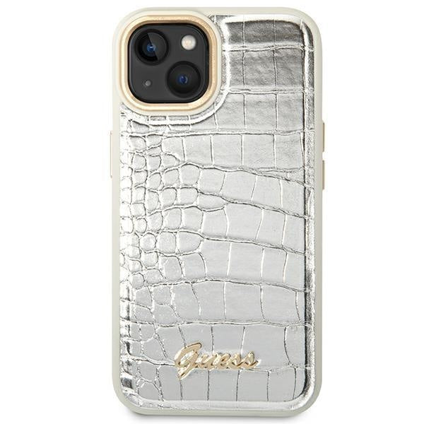 Кейс Guess GUHCP14MHGCRHS за iPhone 14 Plus 6.7", сребърен / сребърен, твърд, Croco Collection