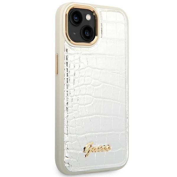 Кейс Guess GUHCP14MHGCRHS за iPhone 14 Plus 6.7", сребърен / сребърен, твърд, Croco Collection