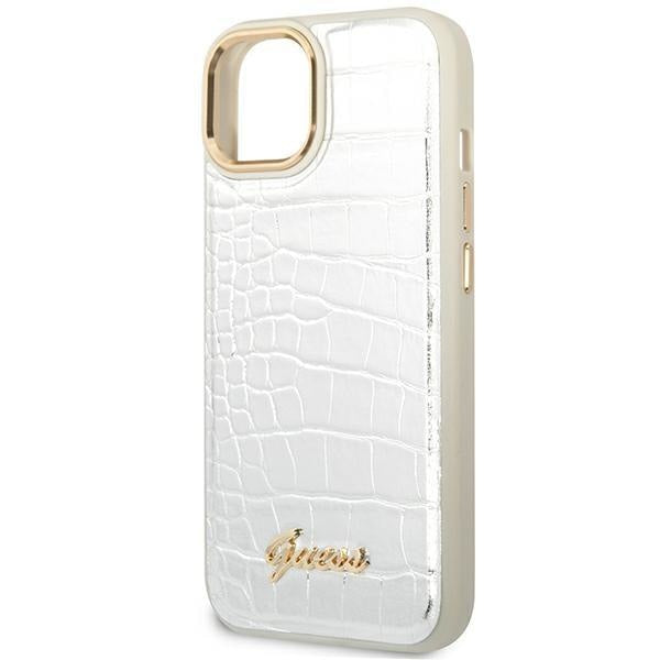 Кейс Guess GUHCP14MHGCRHS за iPhone 14 Plus 6.7", сребърен / сребърен, твърд, Croco Collection