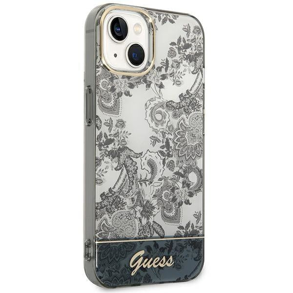 Кейс Guess GUHCP14MHGPLHG за iPhone 14 Plus 6.7", сив / сив, твърд, Porcelain Collection
