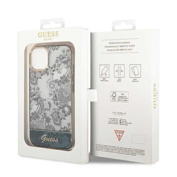Кейс Guess GUHCP14MHGPLHG за iPhone 14 Plus 6.7", сив / сив, твърд, Porcelain Collection