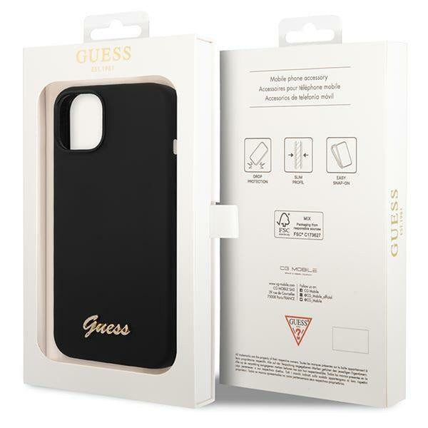 Кейс Guess GUHCP14MSLSMK за iPhone 14 Plus 6.7", черен / черен, твърд, Silicone Vintage Gold Logo