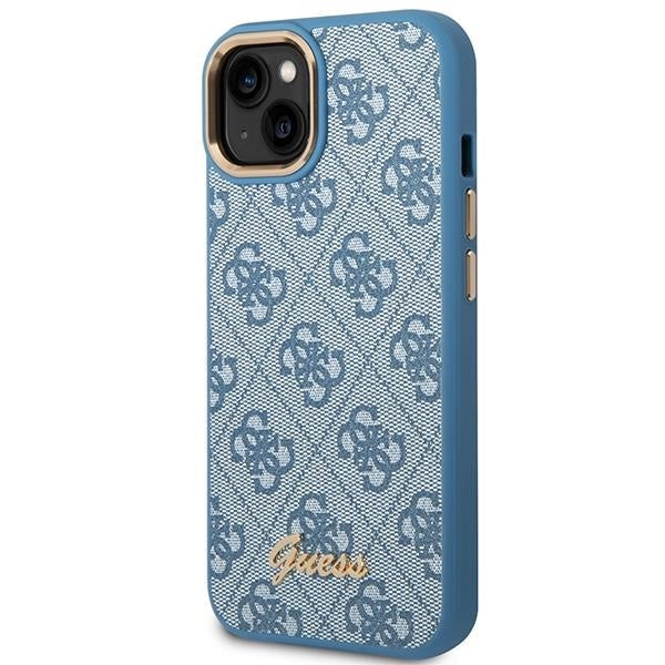 Кейс Guess GUHCP14SHG4SHB за iPhone 14 6.1", син / син, твърд, 4G Vintage Gold Logo